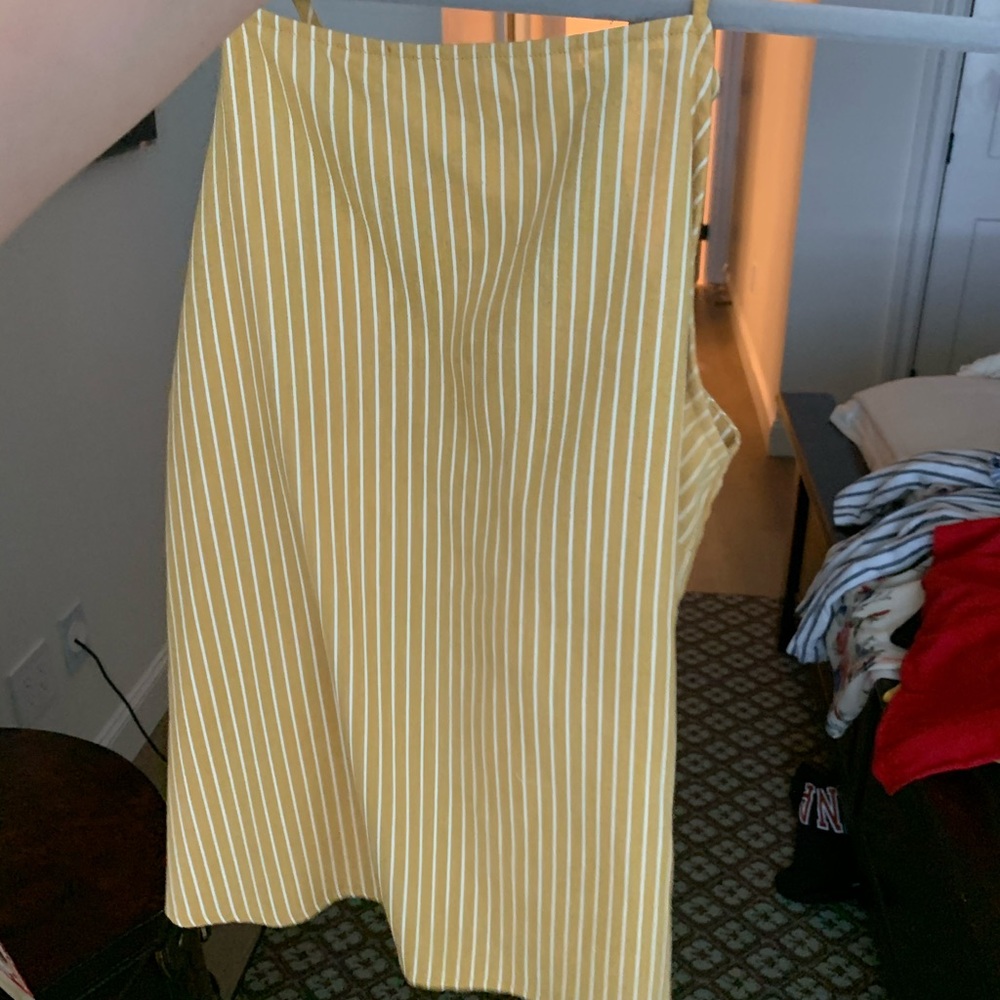 Yellow and white stripe blouse with cutout back